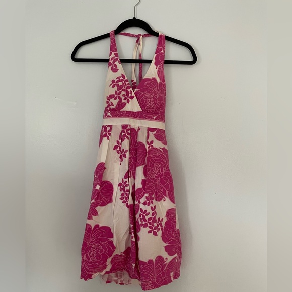 BCX Floral Pink & White Halter Dress w/ Crinoline Lining Size 3 / XS / S - Picture 4 of 5
